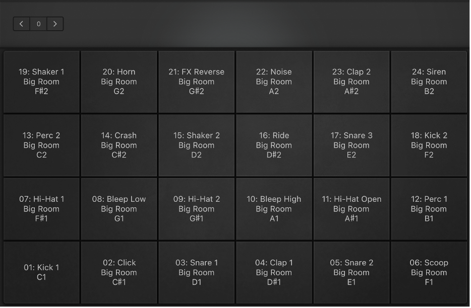 आकृति। फ़ुल-स्क्रीन ड्रम पैड।