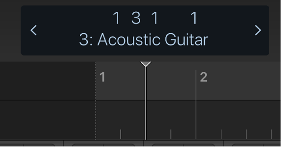 .आकृति। नियंत्रण बार डिस्प्ले के नीचे मौजूद रूलर और प्लेहेड।