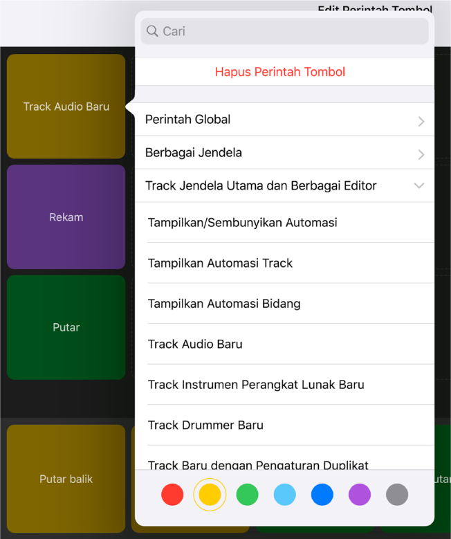Gambar. Menu pop-up Perintah Tombol.