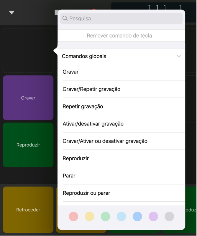 Figura. Menu pop-up “Comandos de teclas”.
