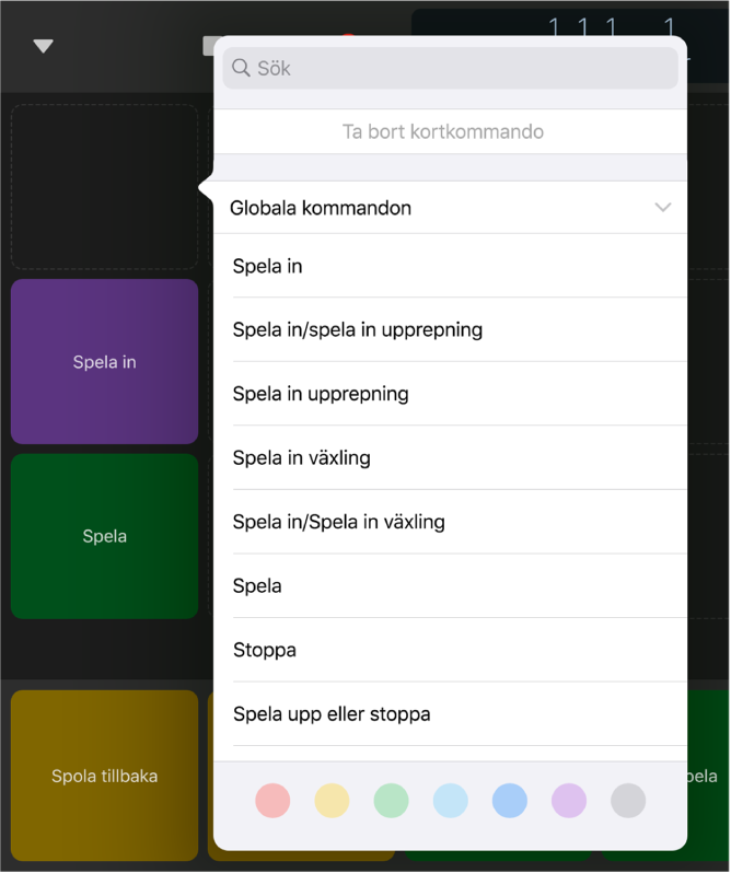 Bild. Kortkommandopoupmeny.