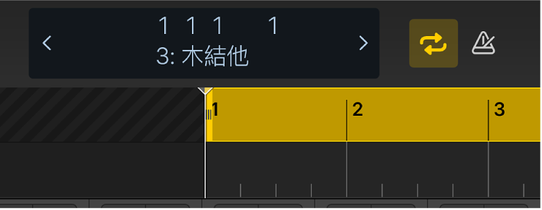 圖表。控制列顯示畫面下方的循環區域。