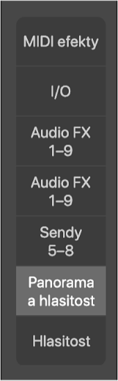 Obrázek. Tlačítka pro změnu zobrazení mixážního pultu