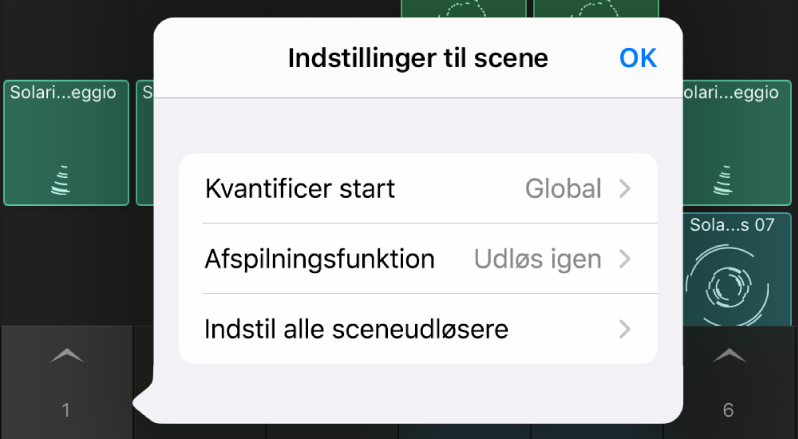 Menuen Sceneindstillinger.