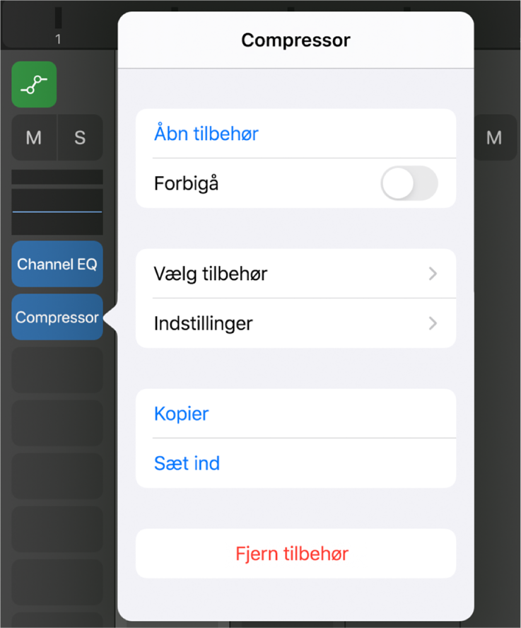 Figur. Viser lokalmenuen Komprimering.