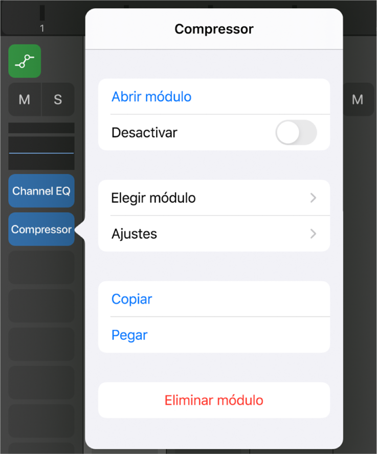 Ilustración. Menú desplegable de Compressor.