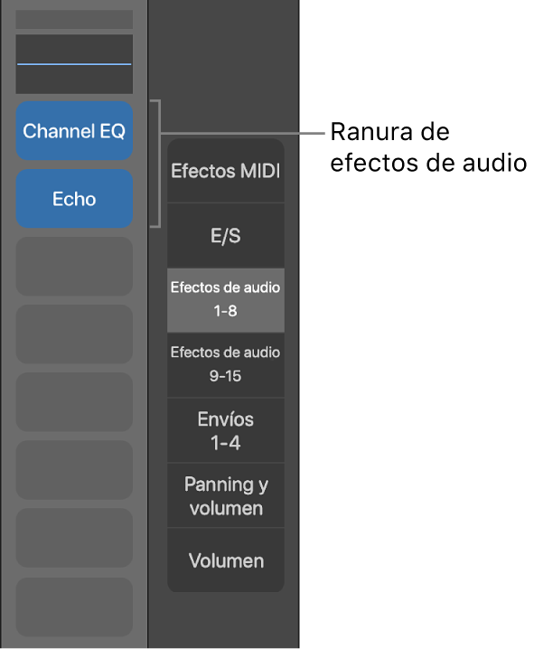 Ilustración. Ranuras de efectos de audio.