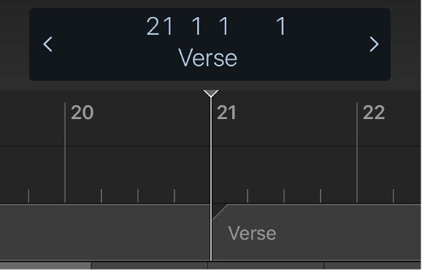 आकृति। नियंत्रण बार डिस्प्ले के नीचे मौजूद रूलर,  प्लेहेड और मार्कर।