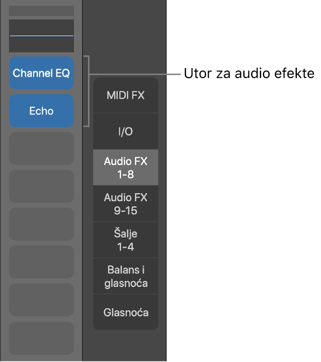 Slika. Oblačić s utorima Audio efekta.