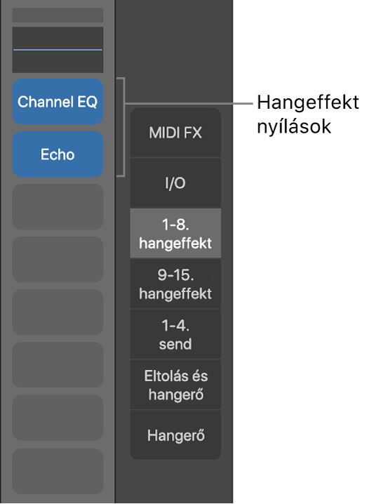 Ábra. Hangeffektfoglalatok feliratai.