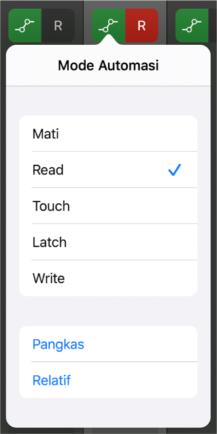 Gambar. Menu pop-up Mode Automasi.