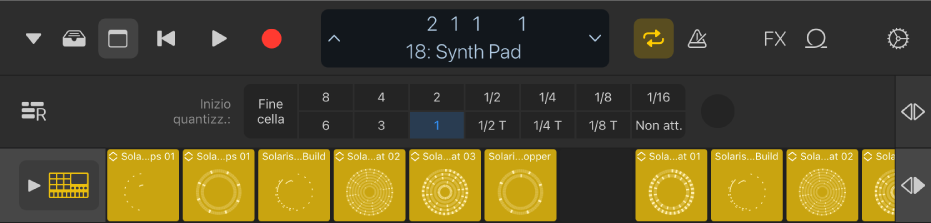 Si apre la barra superiore, che mostra le opzioni “Inizio quantizzazione”.