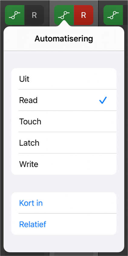 Afbeelding. Pop‑upmenu 'Automatisering'.