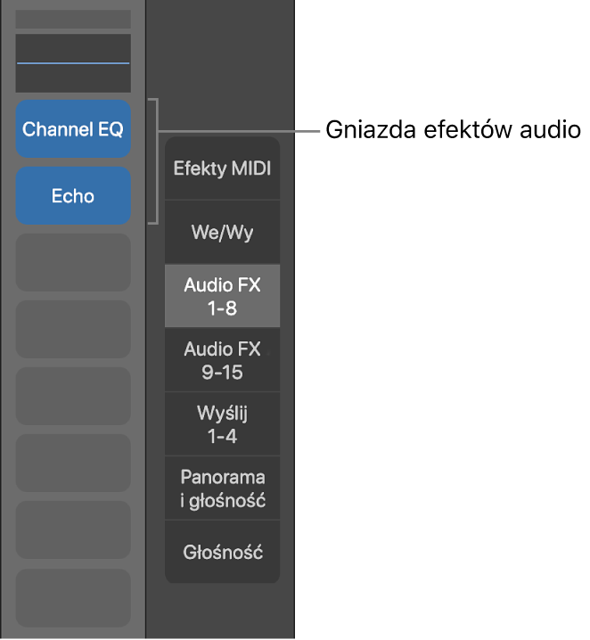 Ilustracja. Dymek pokazujący miejsca na efekty audio.