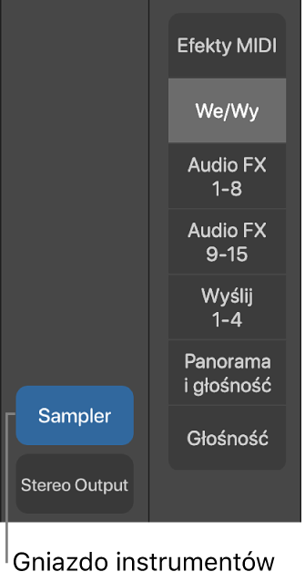 Ilustracja. Dymek pokazujący miejsce na instrument.