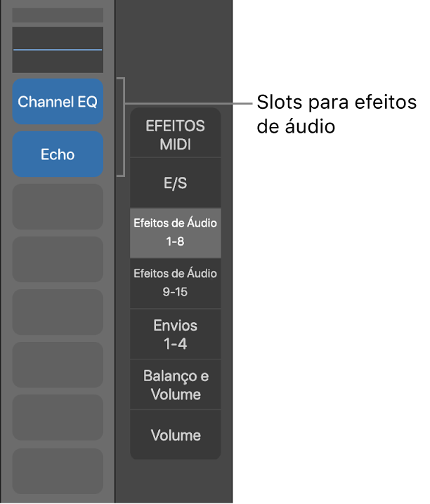 Figura. Chamada exibindo os slots de Efeito de Áudio.