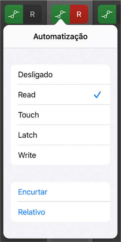 Figura. Menu pop-up “Modo de automatização”.