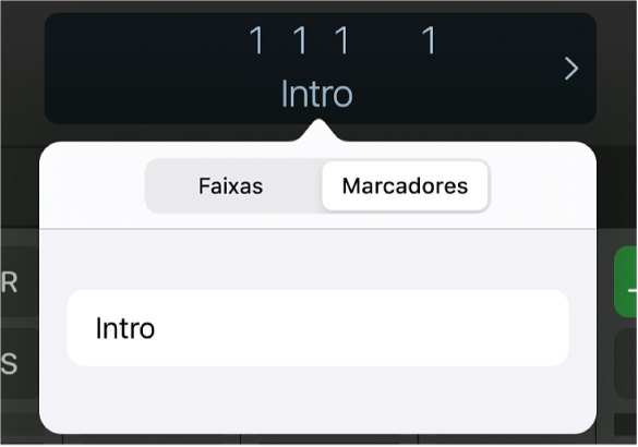 Figura. Figura. A lista de marcadores por baixo da barra de controlo.