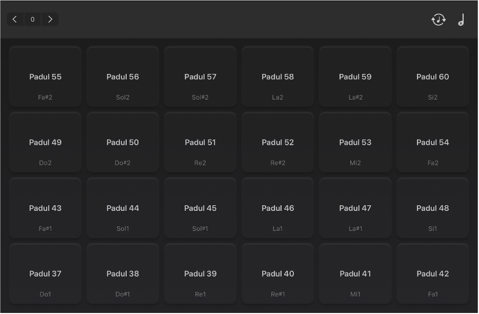 Figură. Pad-uri de tobe pe tot ecranul.