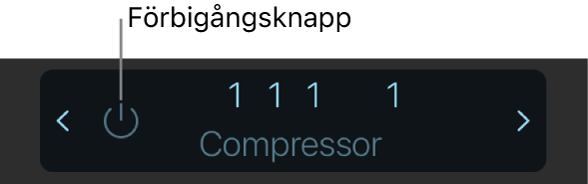 Bild. Visar knappen Förbigå i reglagefältet.
