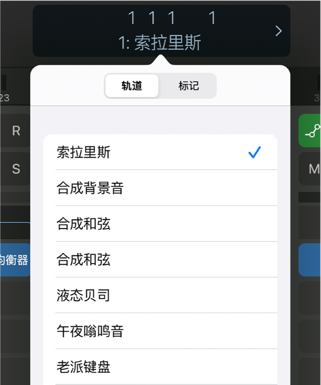图。控制条显示下方的轨道列表。