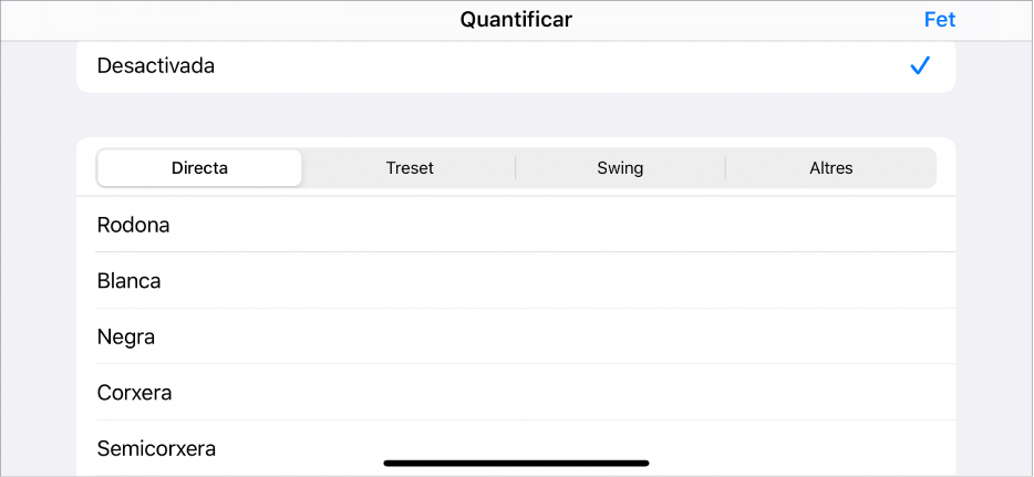 Menú de quantificació de cel·les.