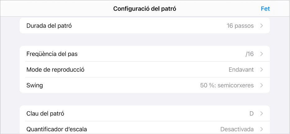Menú “Configuració del patró”.