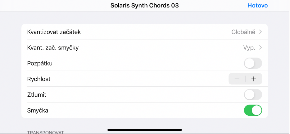 Nabídka přehrávání buňky
