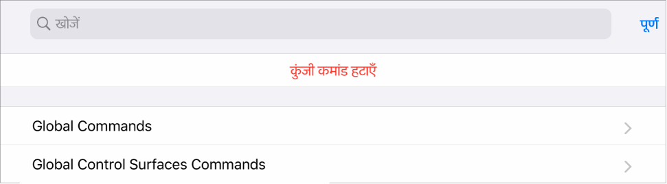 आकृति। कुंजी कमांड शीट।