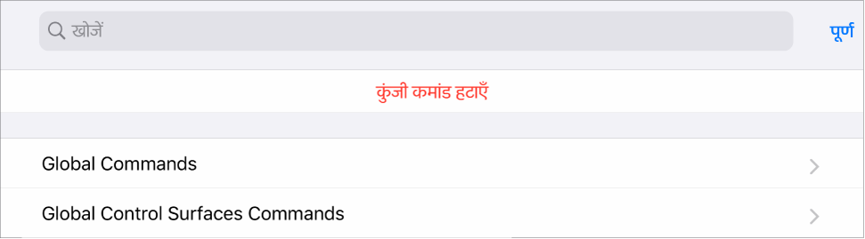 आकृति। कुंजी कमांड शीट।