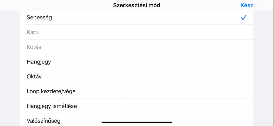 Alsor a Szerkesztési mód menüvel.
