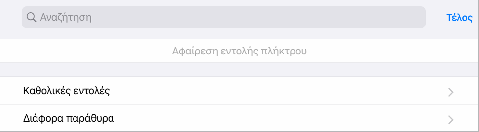 Εικόνα. Φύλλο εντολών πλήκτρων.