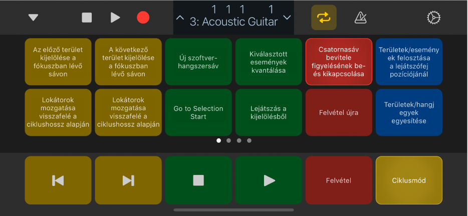 Ábra. Billentyűparancsok nézet.