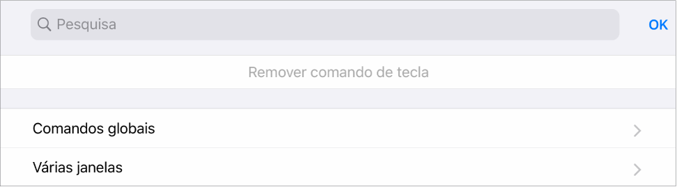 Figura. Ecrã “Comandos de teclas”.