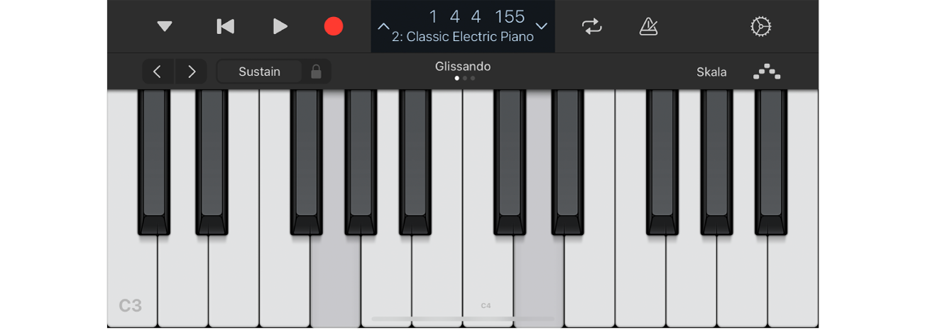 Logic Remote med ett projekt som spelas upp.