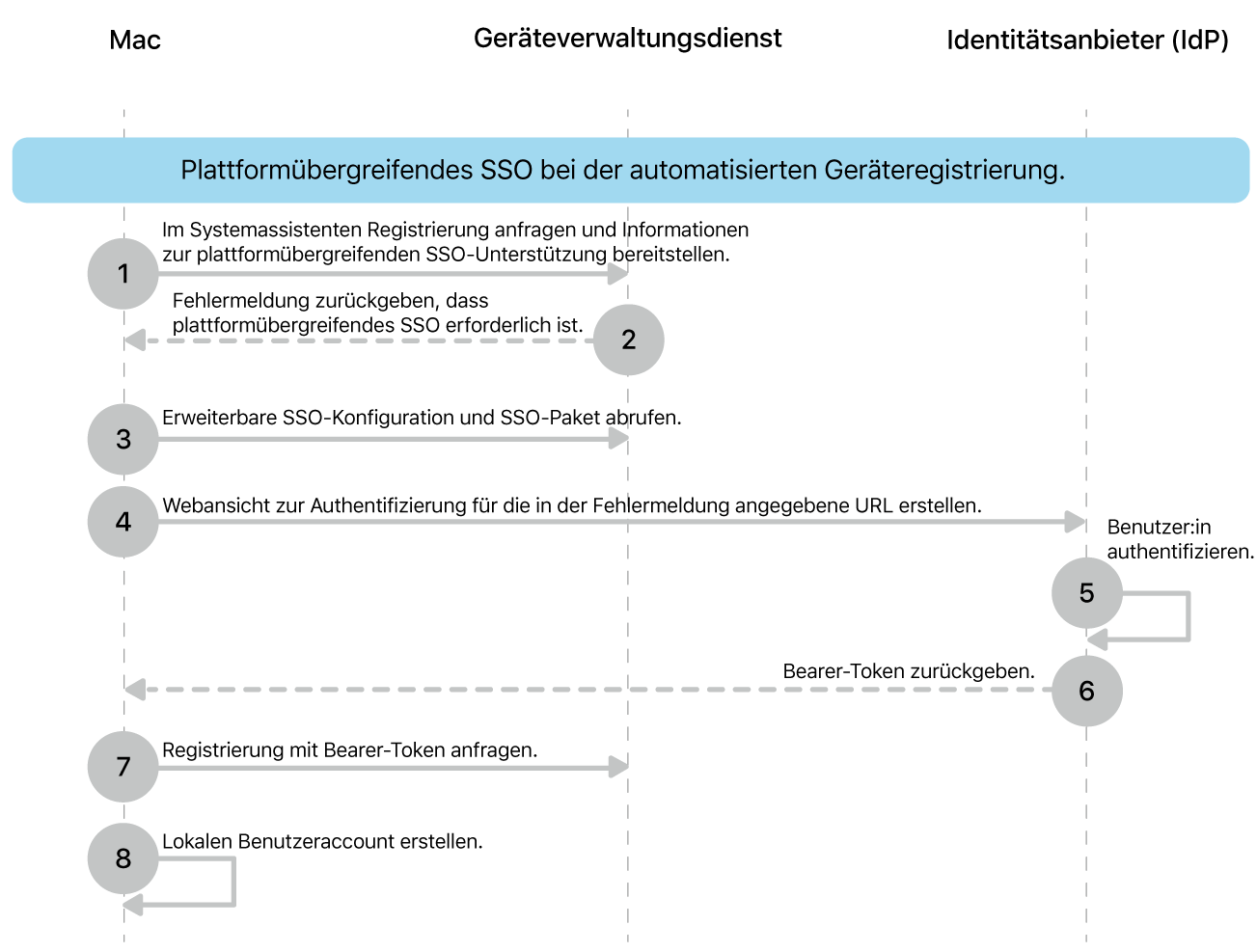 Plattform-SSO während des automatischen Geräteregistrierungprozesses.