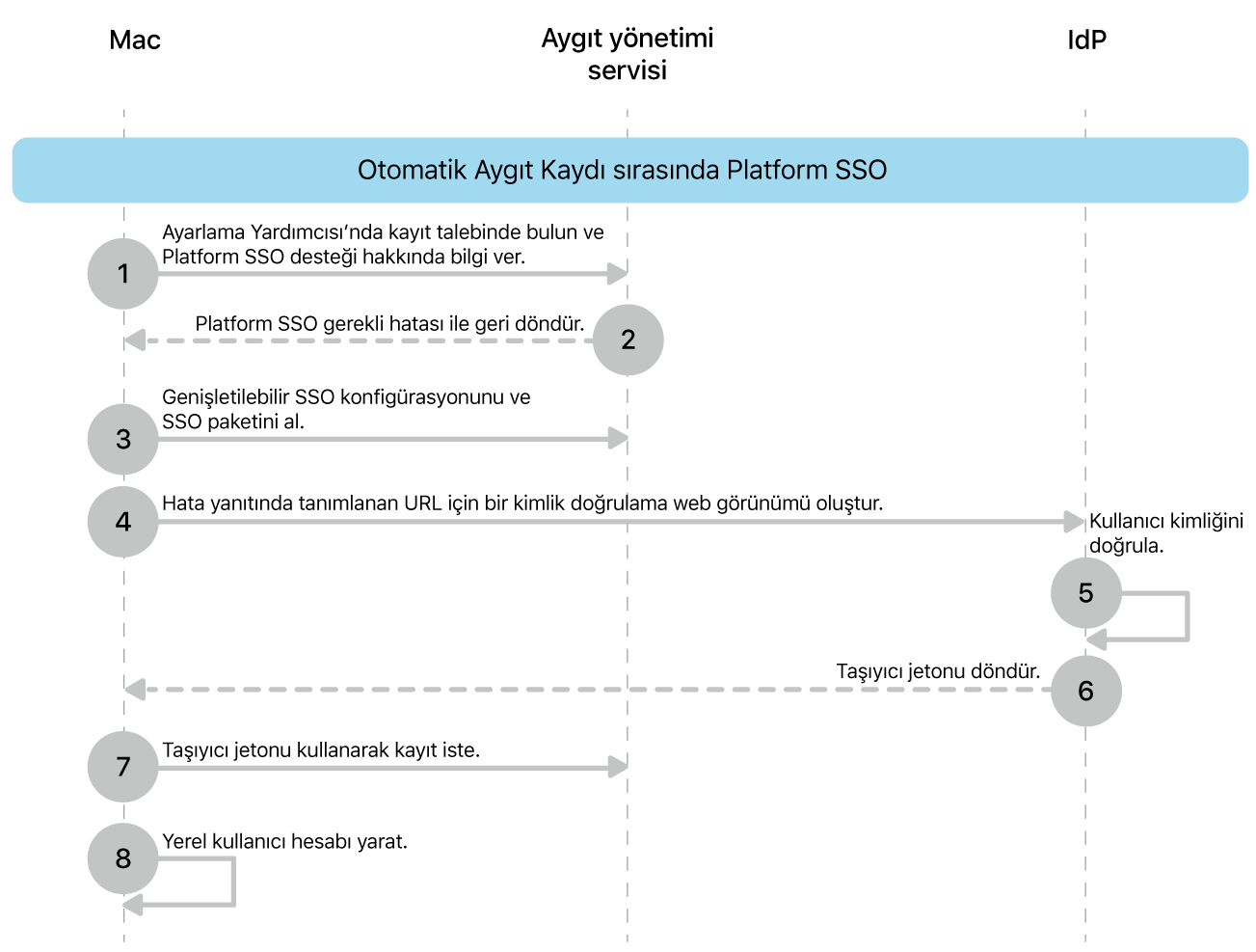 Otomatik Aygıt Kaydı süreci sırasında Platform SSO.