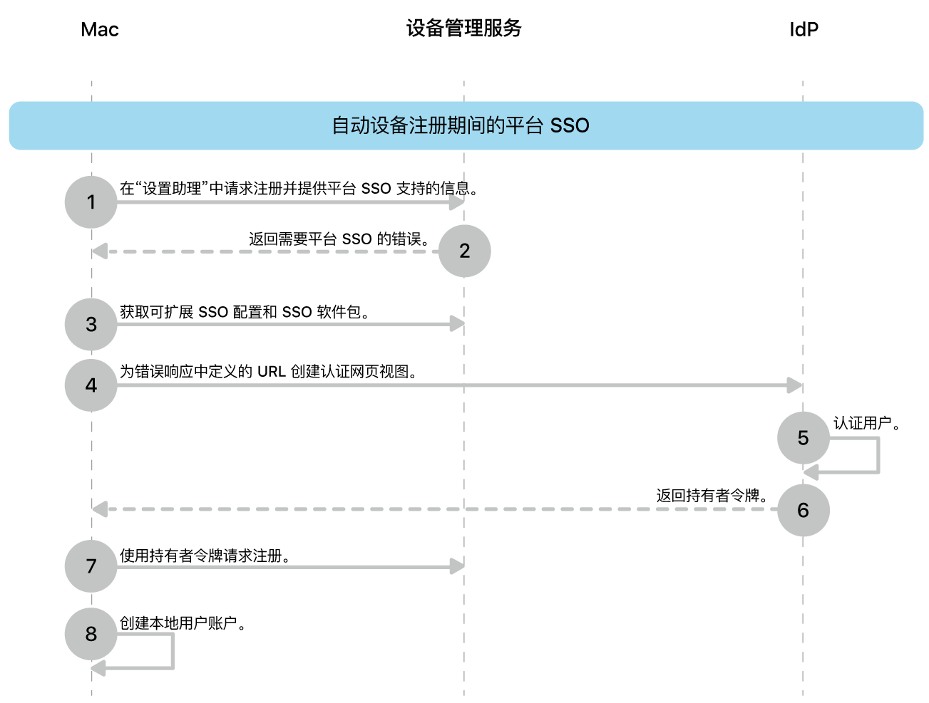 自动设备注册过程中的平台 SSO。