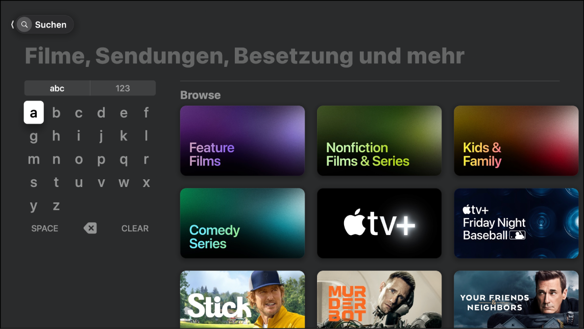 Bildschirm mit einer Suche