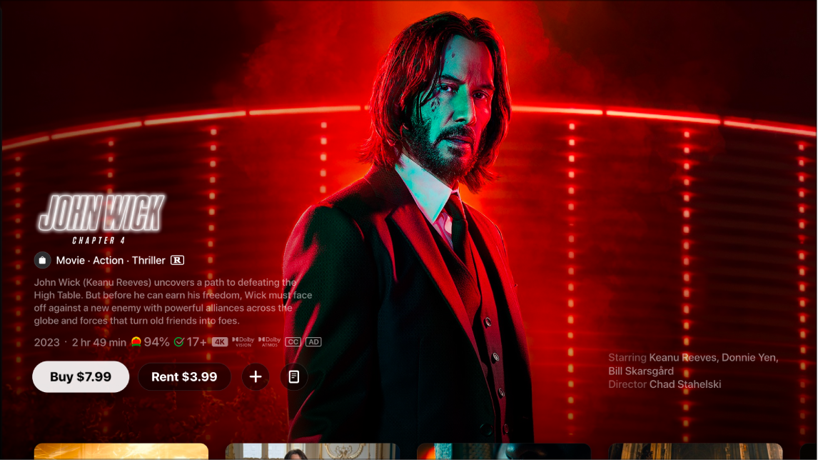 Movie info screen