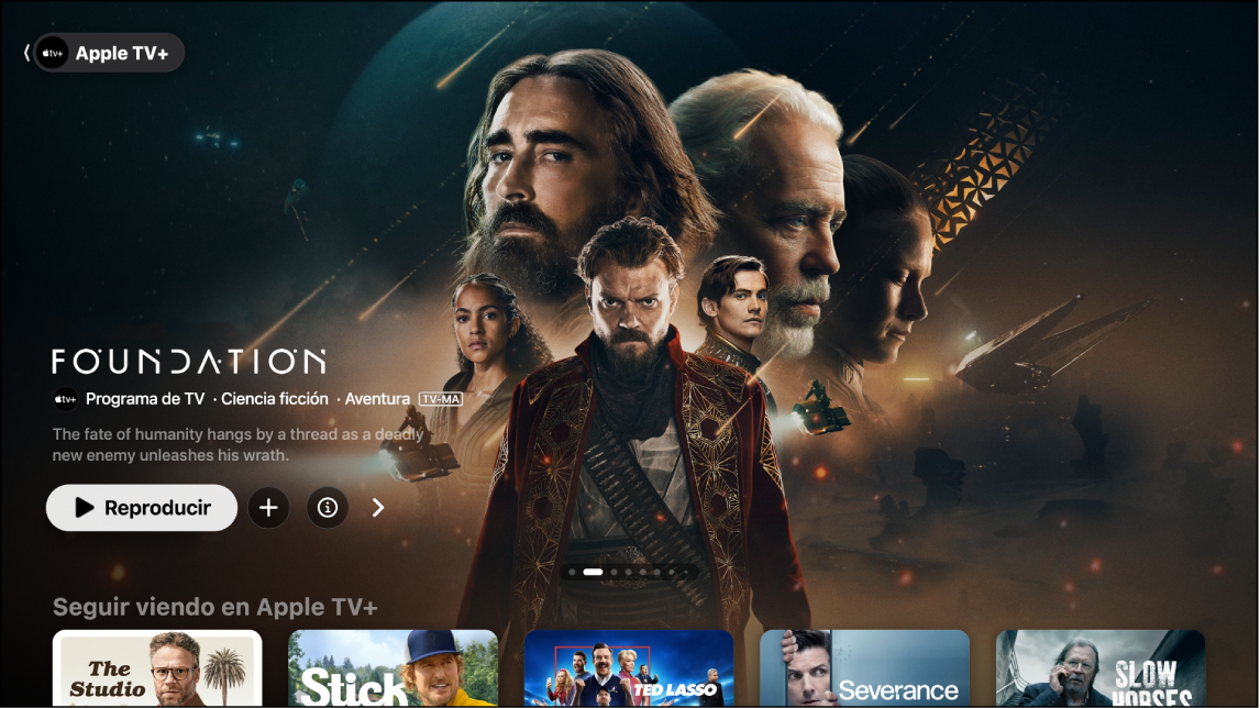 Una pantalla mostrando la app Apple TV+