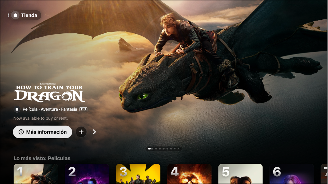 Pantalla que muestra la sección Tienda
