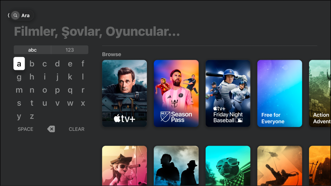 Aramayı gösteren ekran