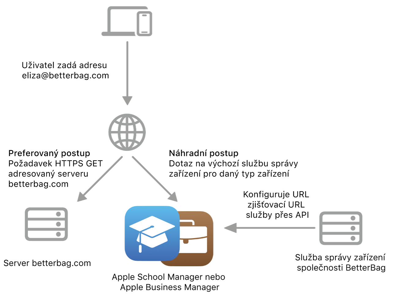 Pracovní postup zjišťování služeb se zobrazením alternativní metody zjišťování služeb.