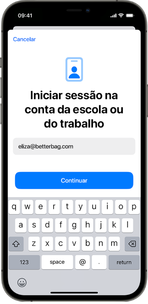 O ecrã de um iPhone a mostrar a interface de registo do utilizador.