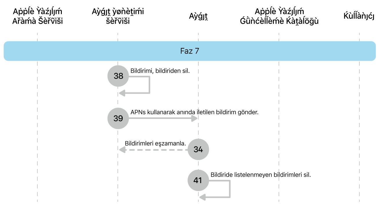 Apple yazılım güncellemelerini uygulatmanın 27 ila 30. adımlarını gösteren 7. aşama.