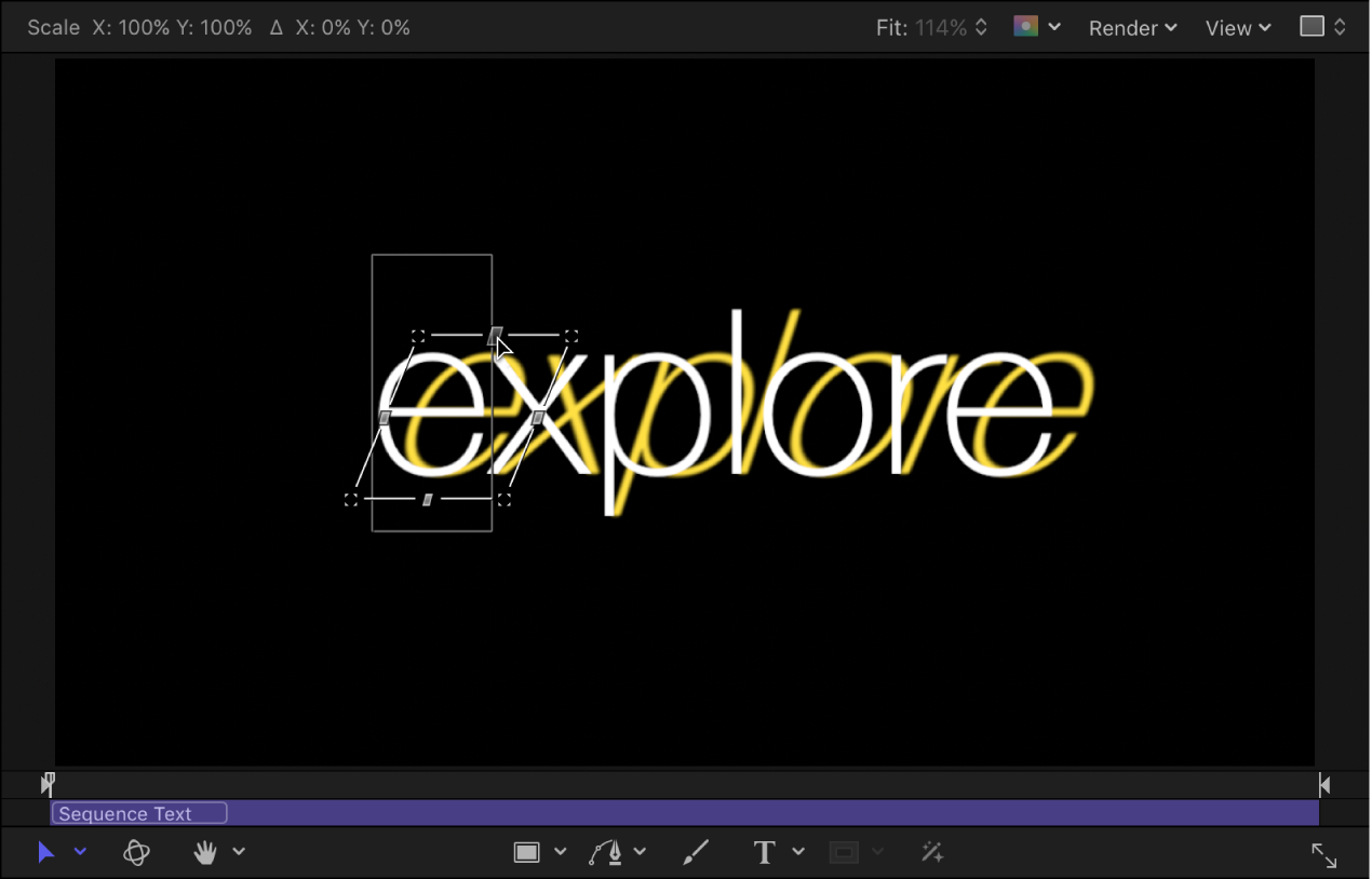 Canvas showing text glow sheared