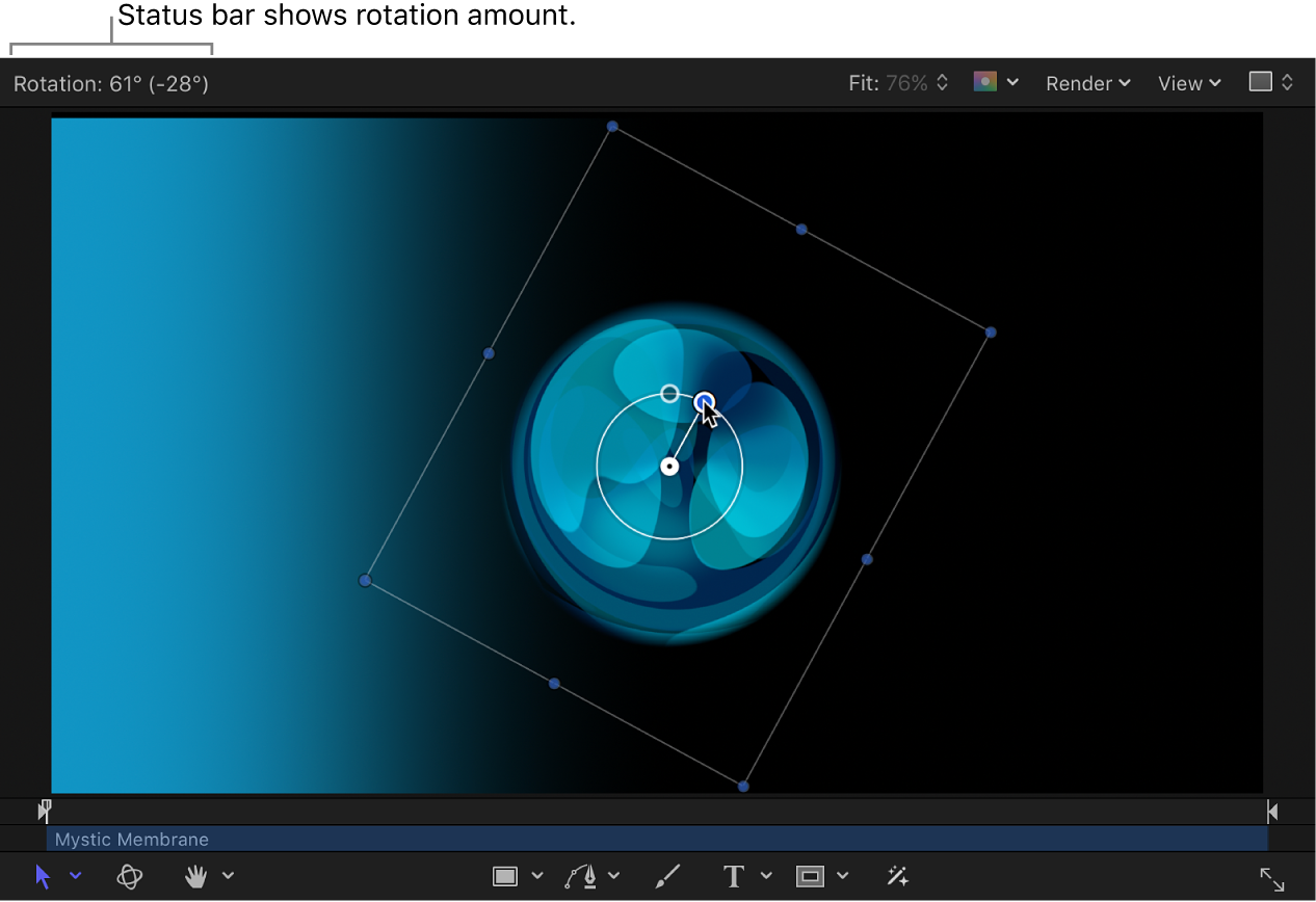 Canvas showing an object being rotated