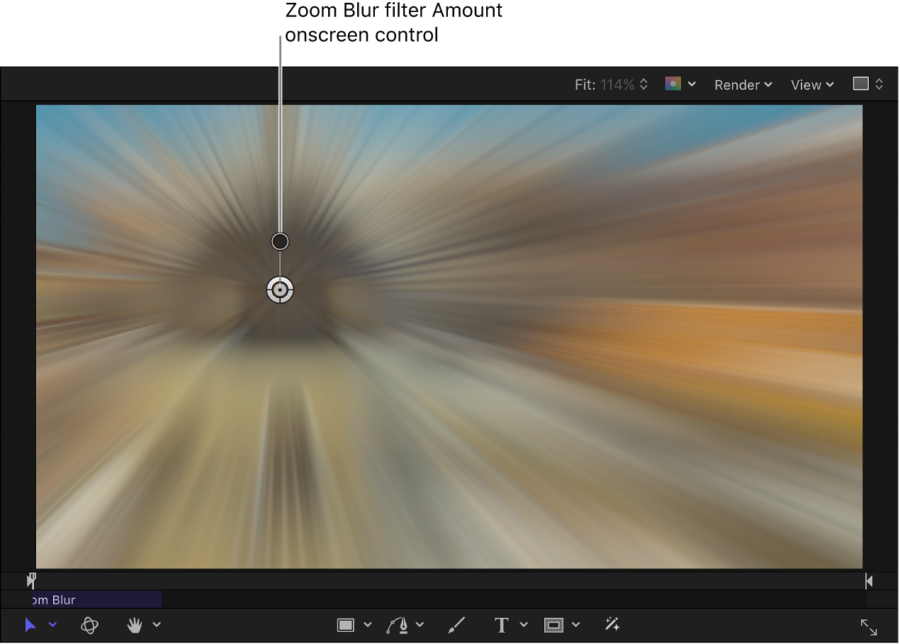 Control en pantalla Cantidad del filtro “Zoom difuminado”