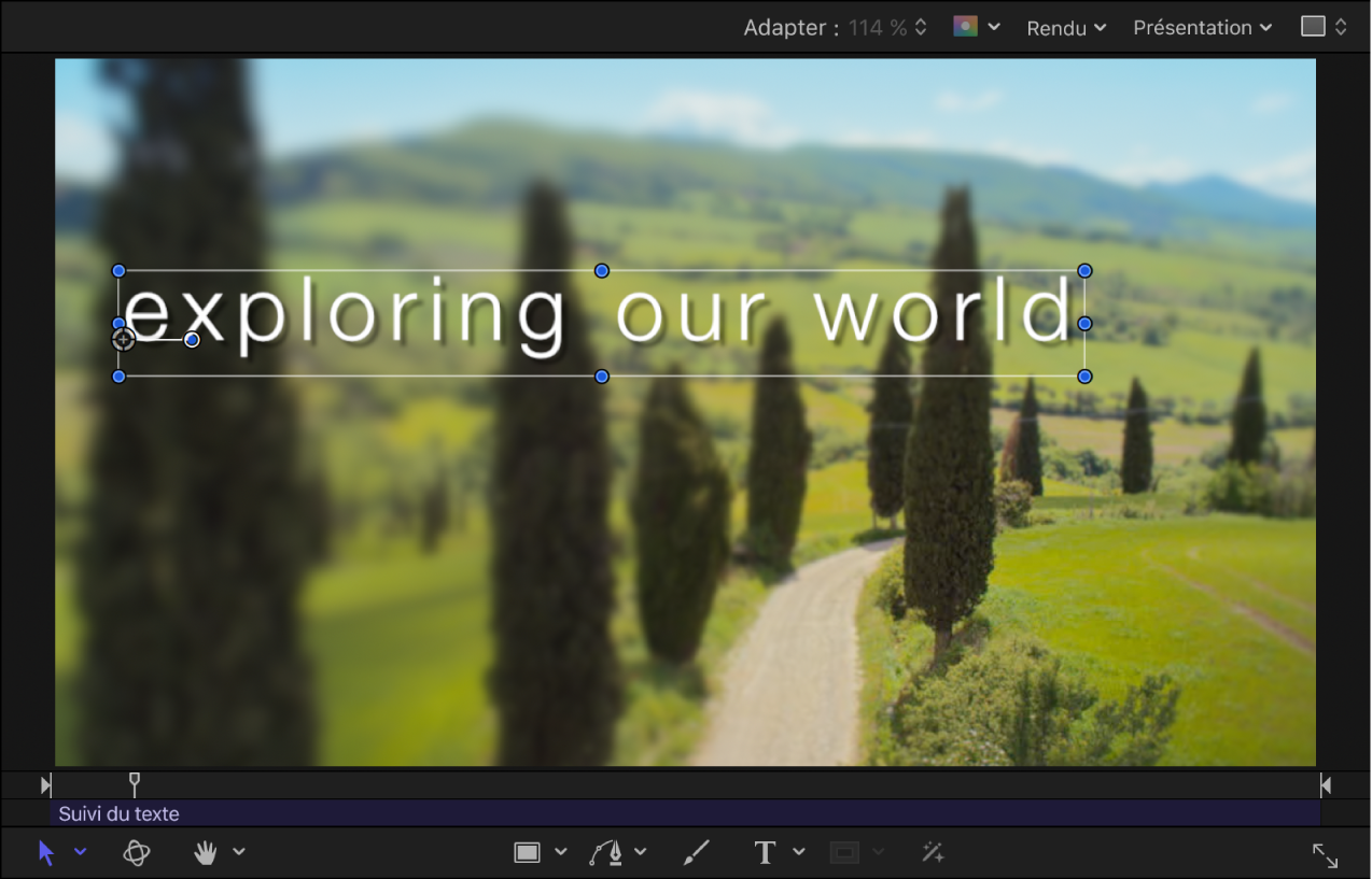Canevas affichant un débit de suivi de texte de 11 %